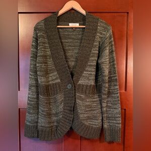 Sonoma Olive Melange Cardigan With Flattering Waist Detail XL